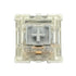 Close-up front view of the Gateron SMD Silver Pro switch showing the light grey stem and transparent housing.